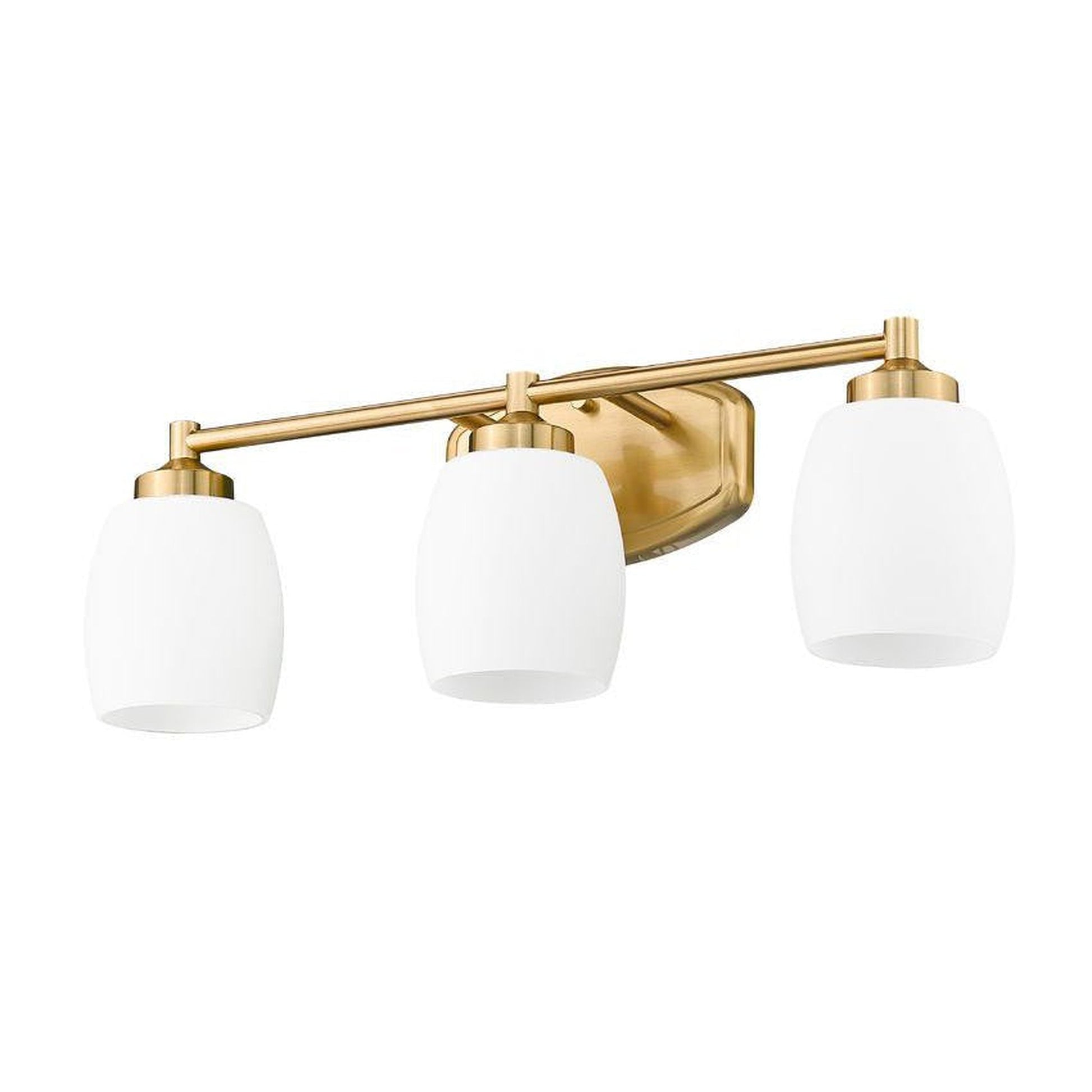 Z-Lite Kendrick 23" 3-Light Luxe Gold Steel Vanity Light With Matte Opal Glass Shade