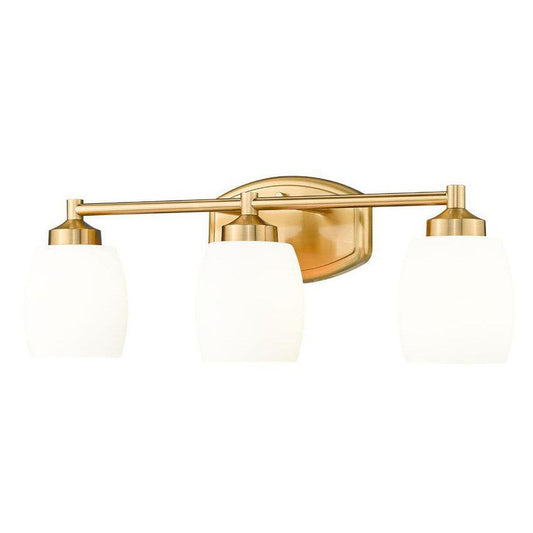 Z-Lite Kendrick 23" 3-Light Luxe Gold Steel Vanity Light With Matte Opal Glass Shade