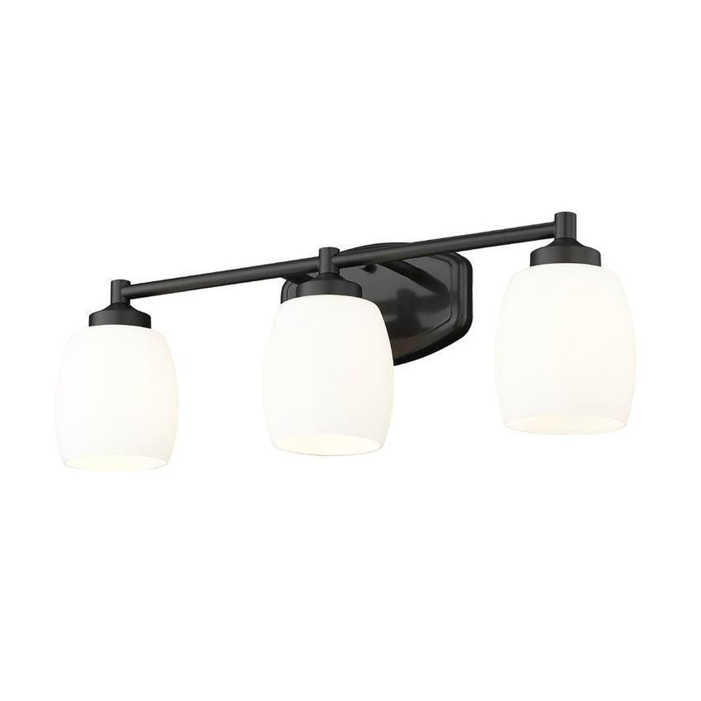 Z-Lite Kendrick 23" 3-Light Matte Black Steel Vanity Light With Matte Opal Glass Shade