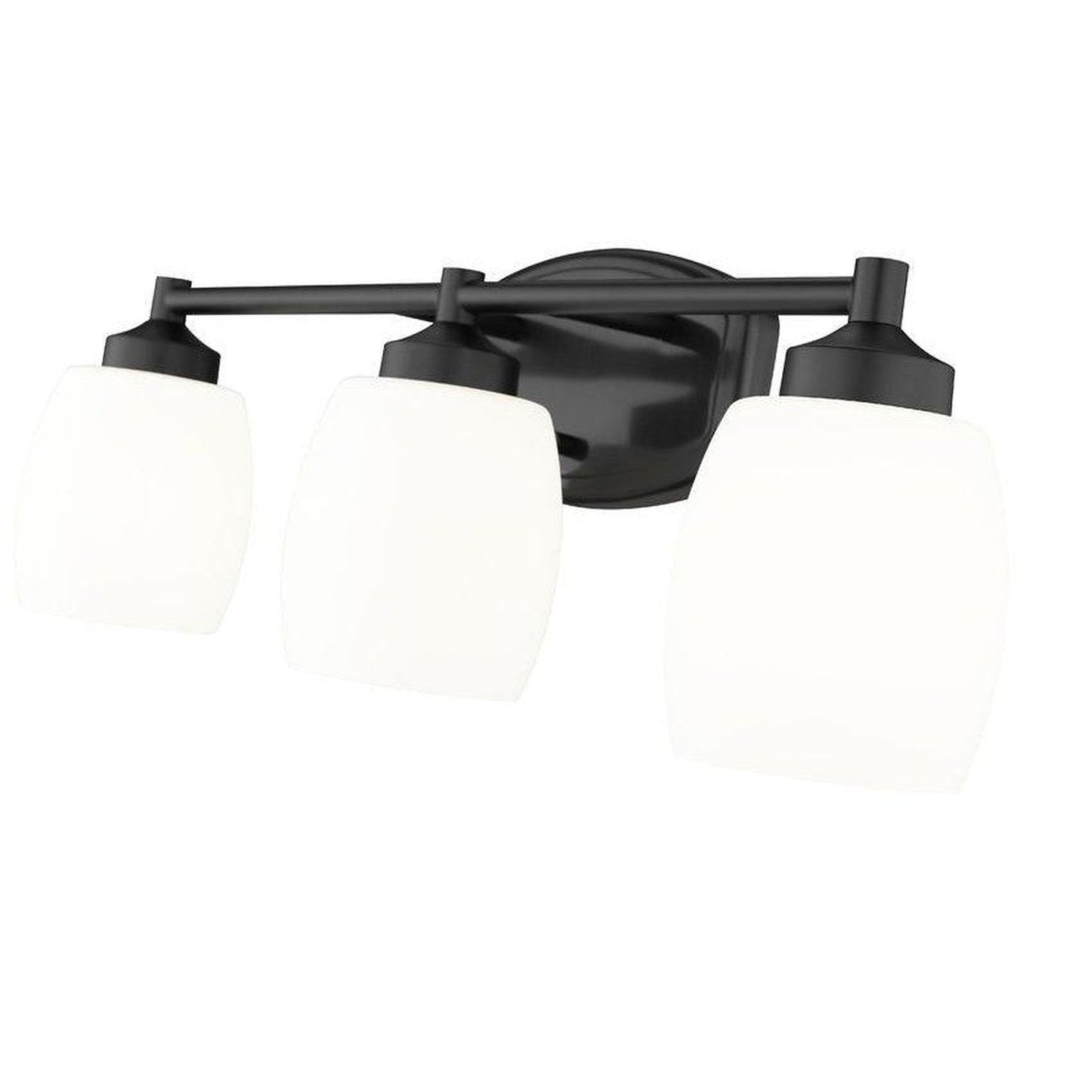 Z-Lite Kendrick 23" 3-Light Matte Black Steel Vanity Light With Matte Opal Glass Shade