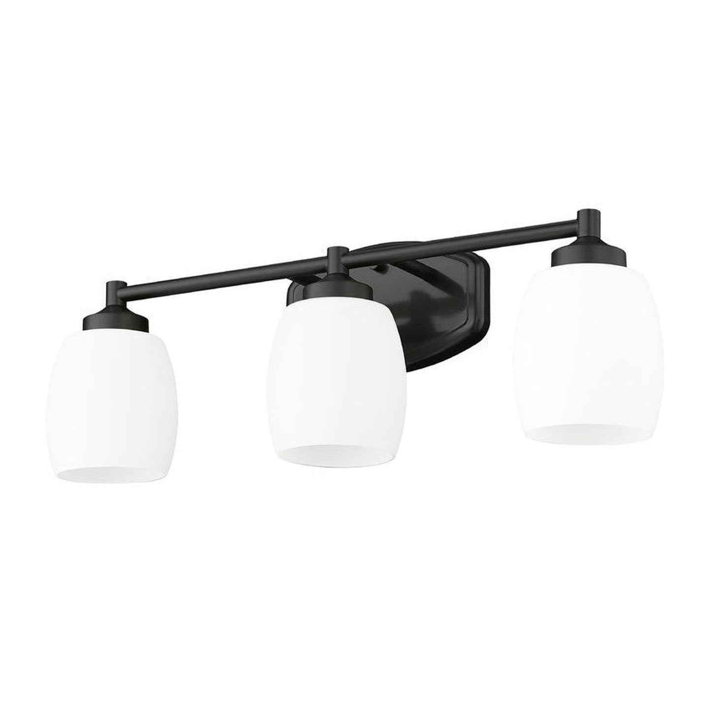 Z-Lite Kendrick 23" 3-Light Matte Black Steel Vanity Light With Matte Opal Glass Shade