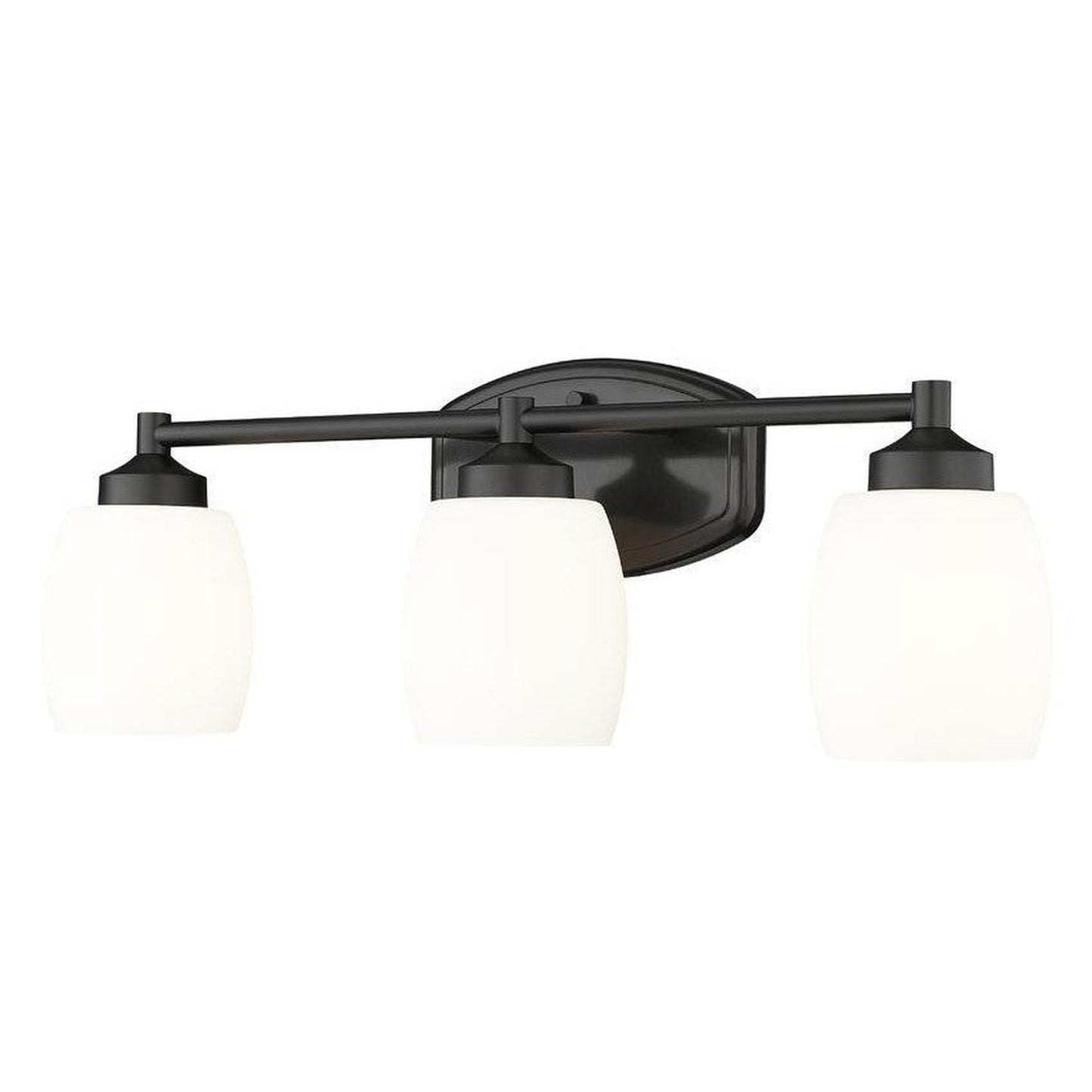 Z-Lite Kendrick 23" 3-Light Matte Black Steel Vanity Light With Matte Opal Glass Shade