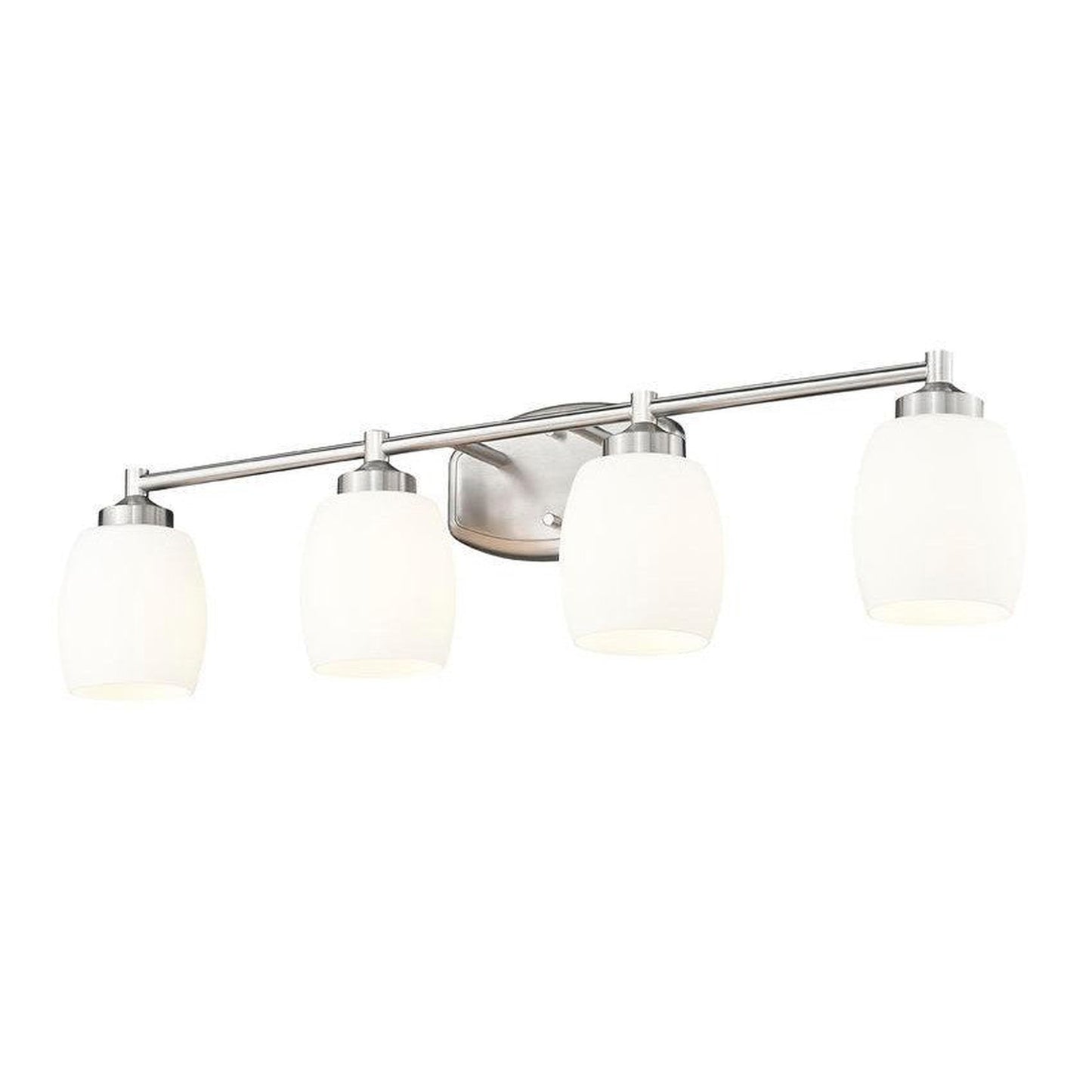 Z-Lite Kendrick 31" 4-Light Brushed Nickel Steel Vanity Light With Matte Opal Glass Shade