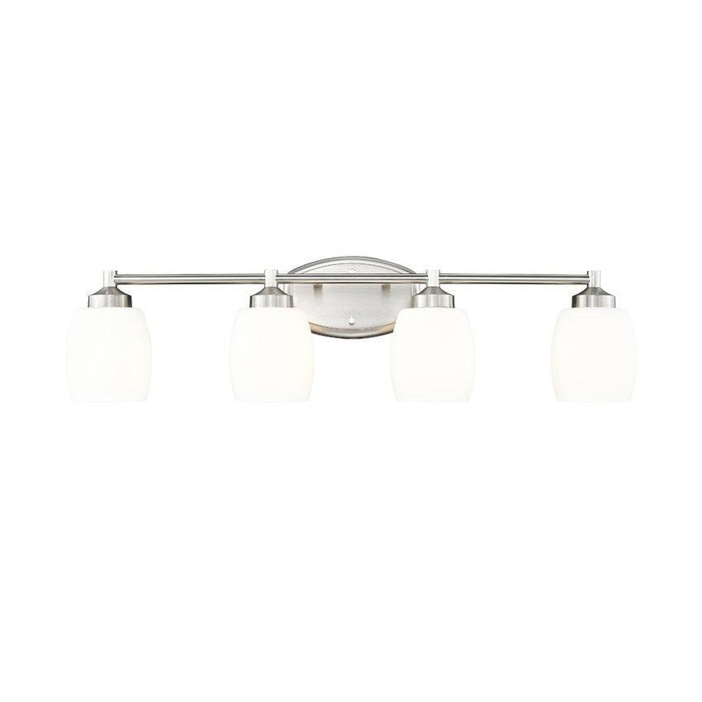 Z-Lite Kendrick 31" 4-Light Brushed Nickel Steel Vanity Light With Matte Opal Glass Shade