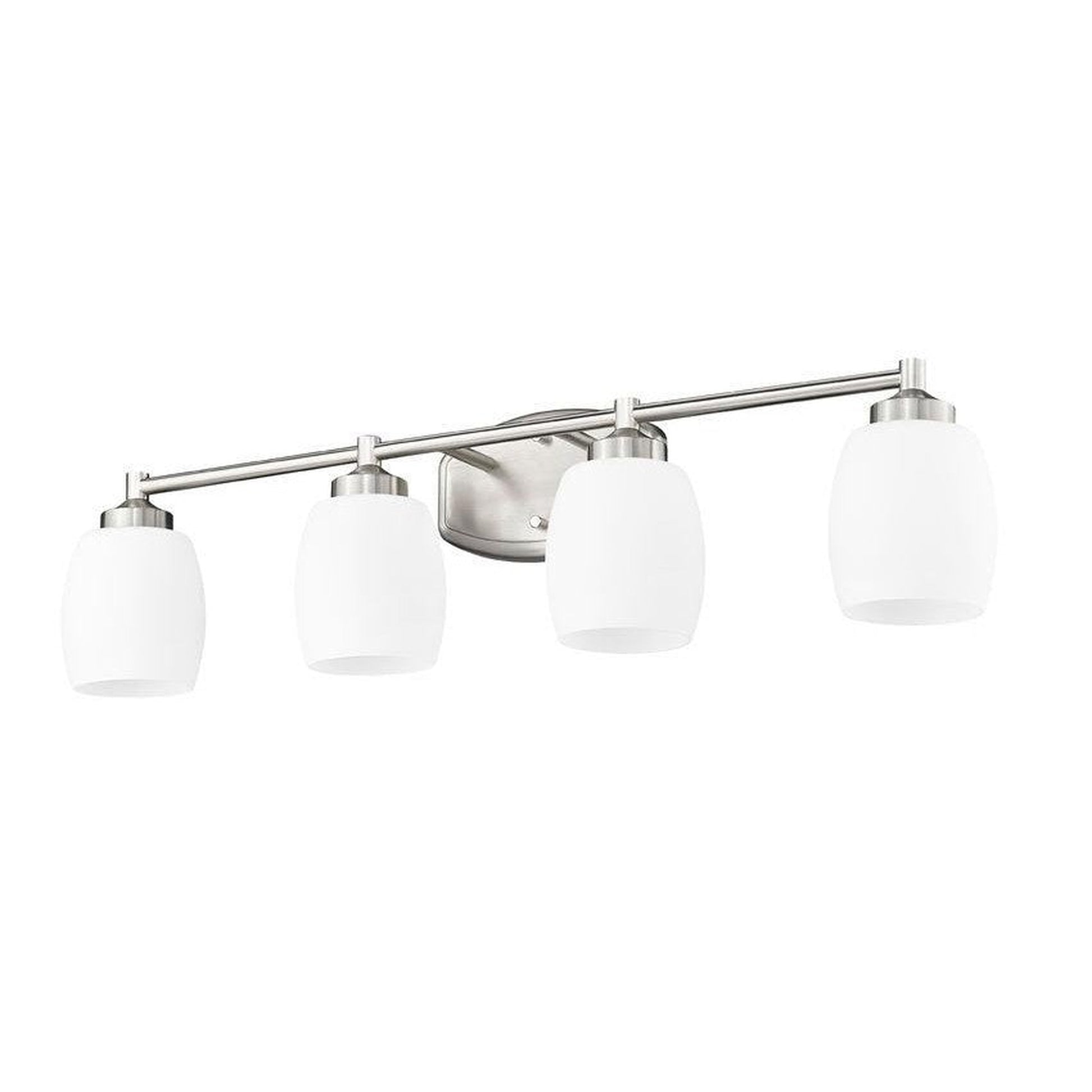 Z-Lite Kendrick 31" 4-Light Brushed Nickel Steel Vanity Light With Matte Opal Glass Shade