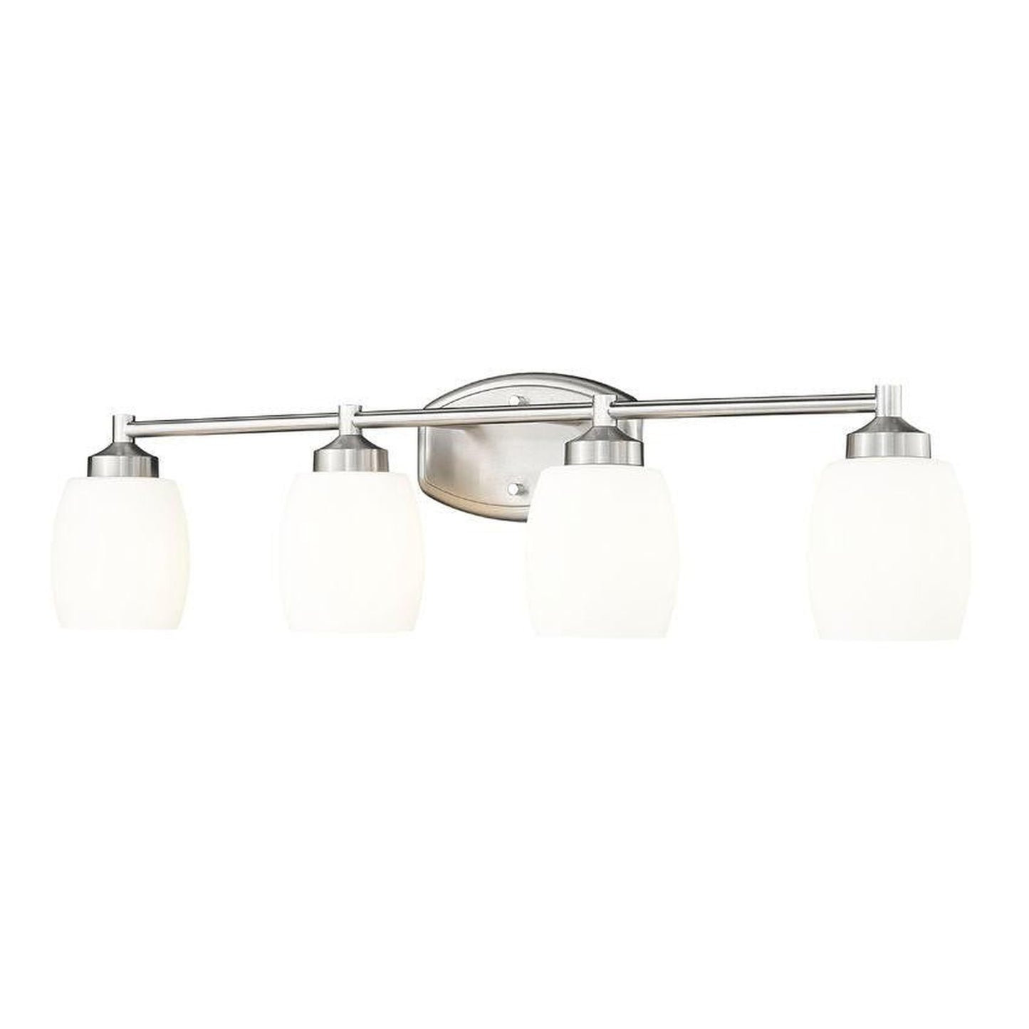 Z-Lite Kendrick 31" 4-Light Brushed Nickel Steel Vanity Light With Matte Opal Glass Shade