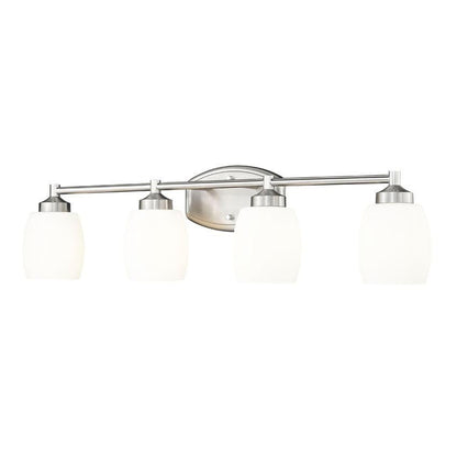 Z-Lite Kendrick 31" 4-Light Brushed Nickel Steel Vanity Light With Matte Opal Glass Shade