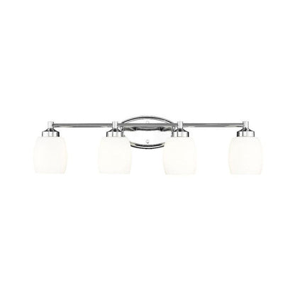 Z-Lite Kendrick 31" 4-Light Chrome Steel Vanity Light With Matte Opal Glass Shade