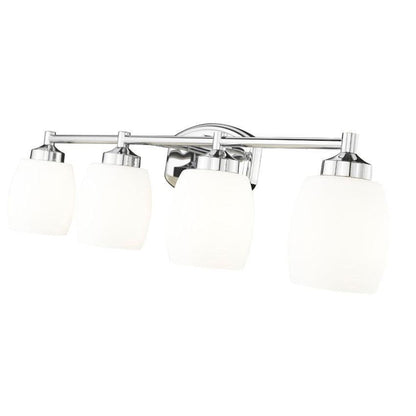 Z-Lite Kendrick 31" 4-Light Chrome Steel Vanity Light With Matte Opal Glass Shade