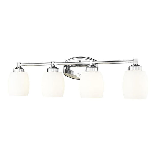 Z-Lite Kendrick 31" 4-Light Chrome Steel Vanity Light With Matte Opal Glass Shade