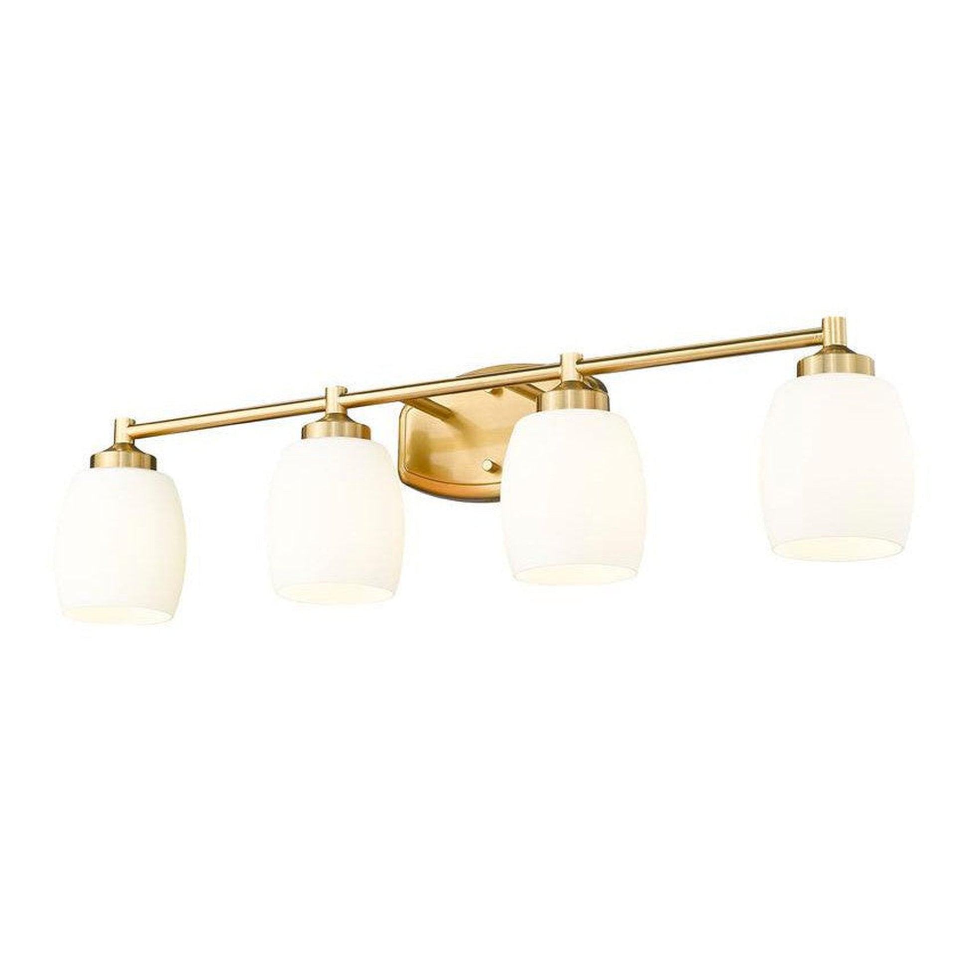 Z-Lite Kendrick 31" 4-Light Luxe Gold Steel Vanity Light With Matte Opal Glass Shade