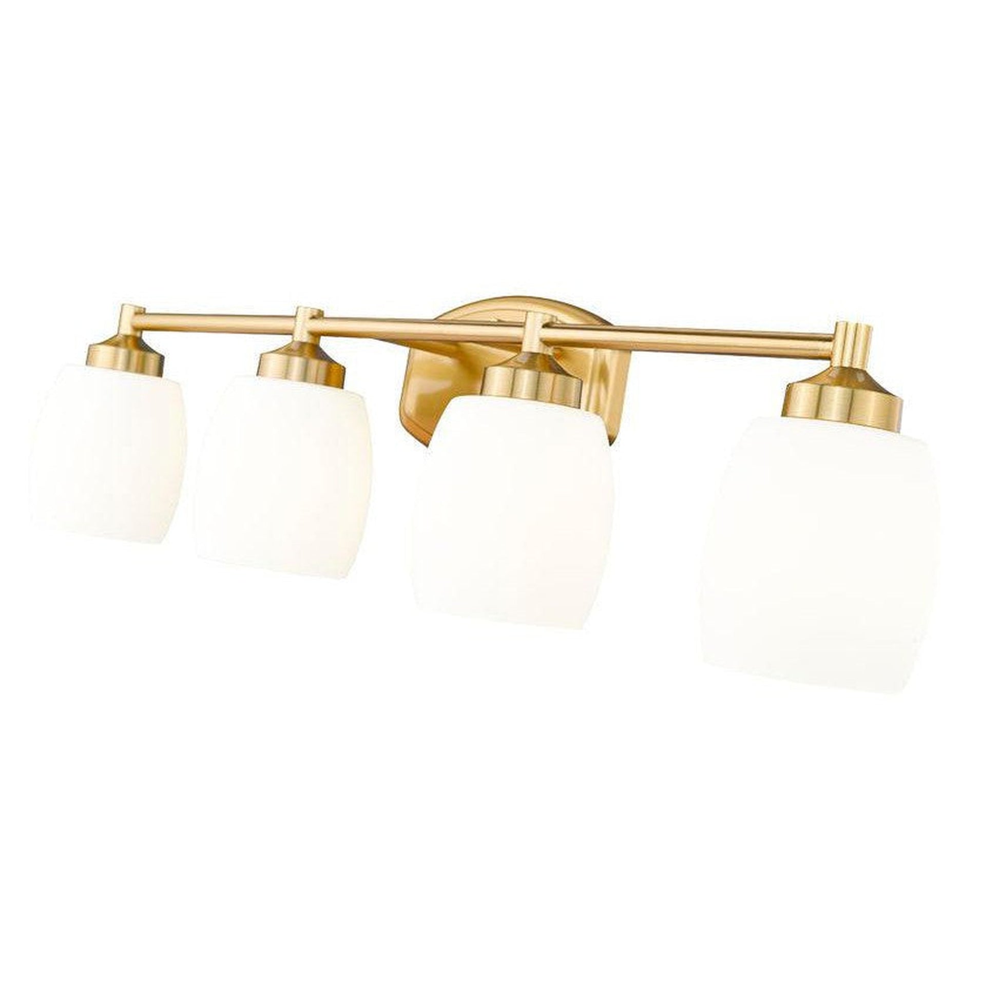 Z-Lite Kendrick 31" 4-Light Luxe Gold Steel Vanity Light With Matte Opal Glass Shade