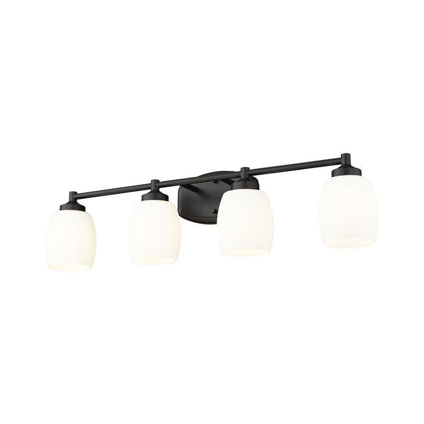 Z-Lite Kendrick 31" 4-Light Matte Black Steel Vanity Light With Matte Opal Glass Shade