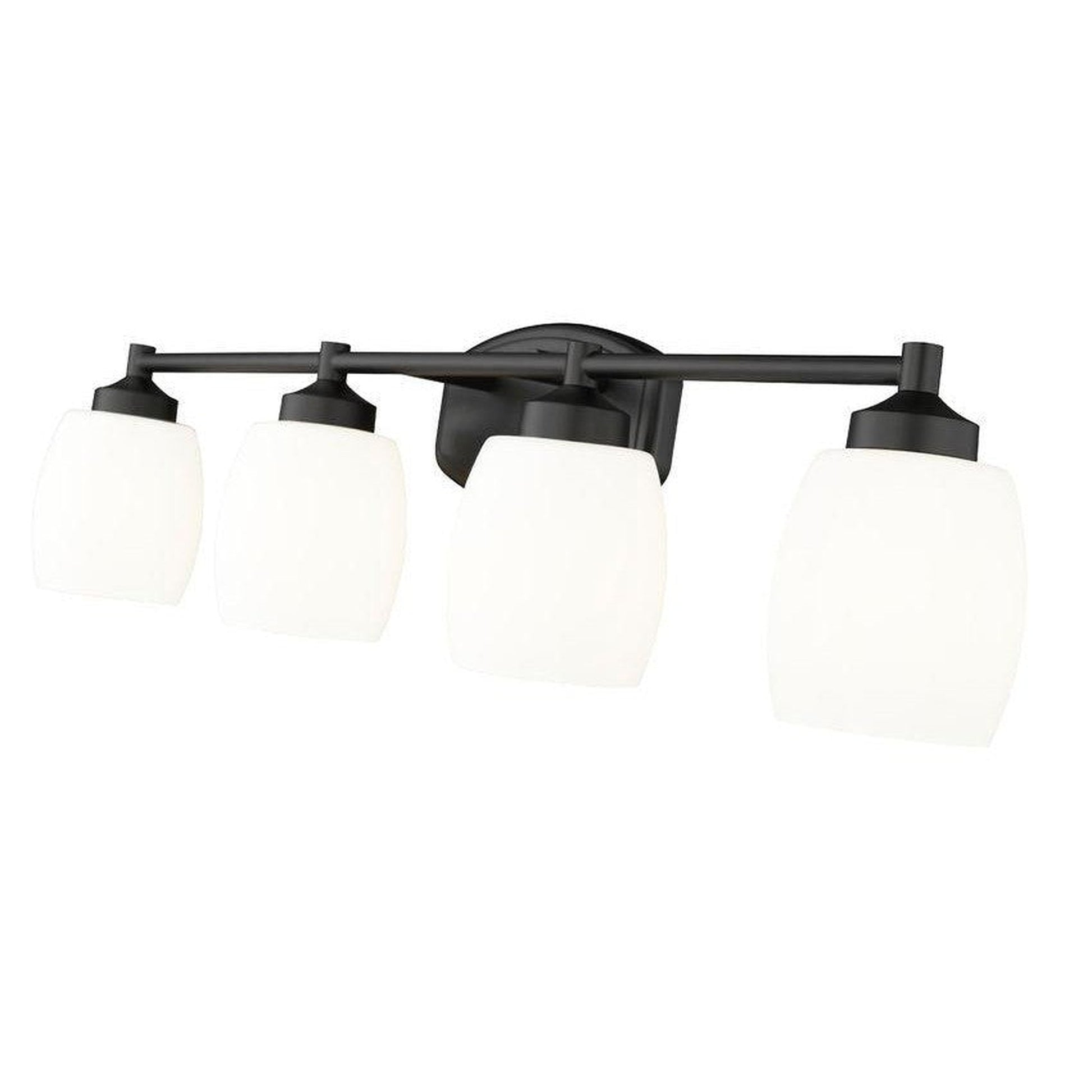 Z-Lite Kendrick 31" 4-Light Matte Black Steel Vanity Light With Matte Opal Glass Shade