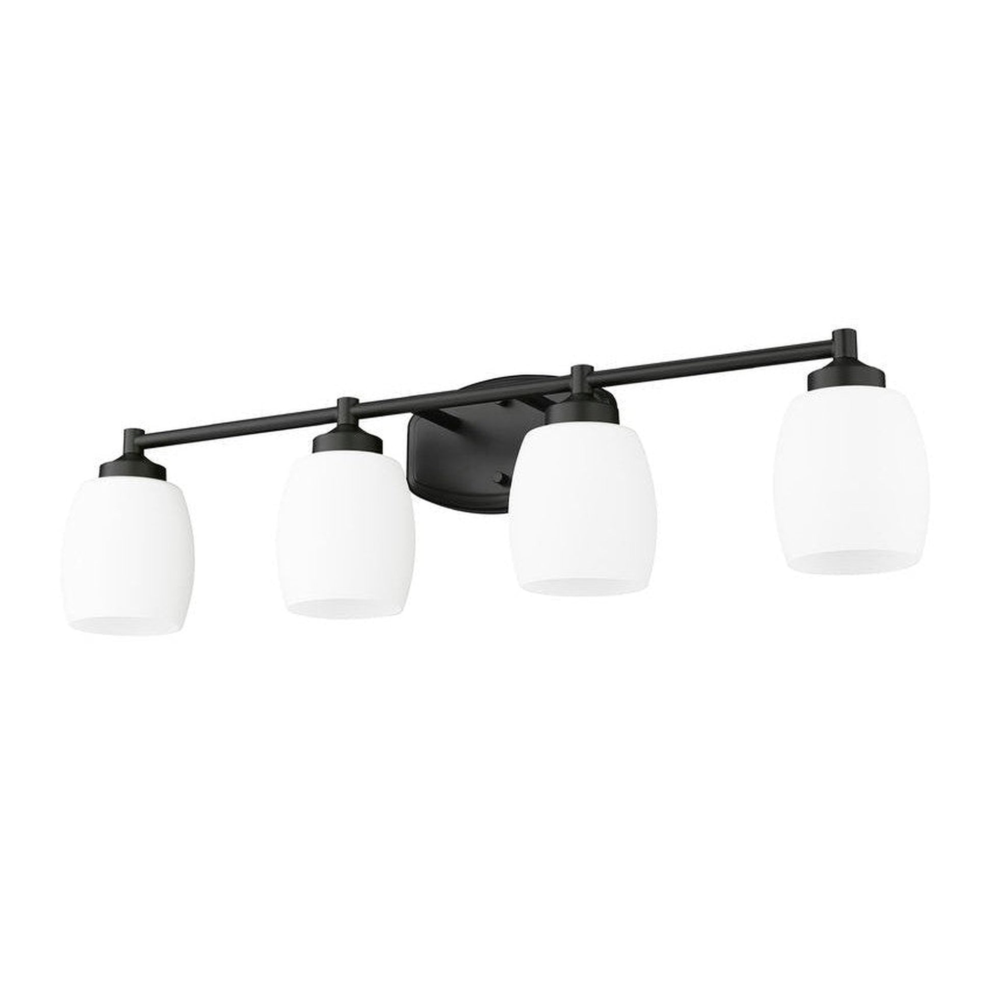 Z-Lite Kendrick 31" 4-Light Matte Black Steel Vanity Light With Matte Opal Glass Shade