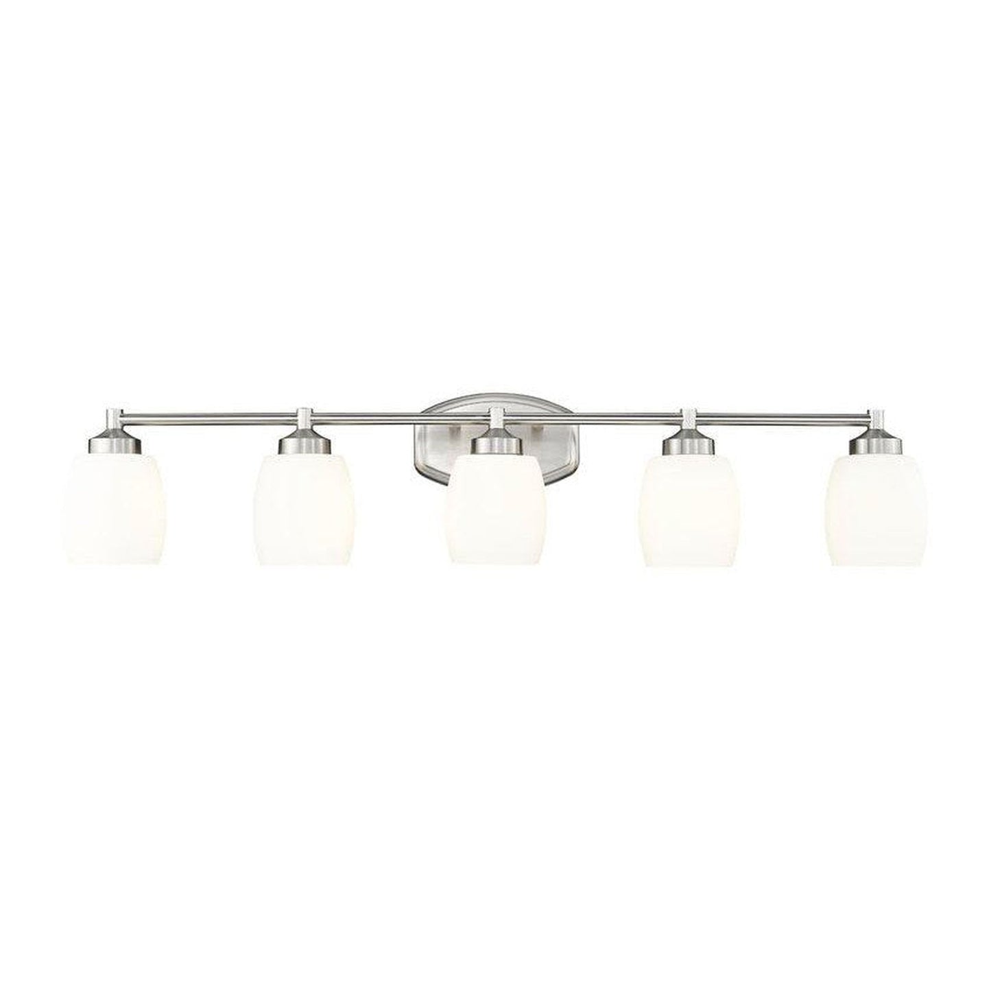 Z-Lite Kendrick 39" 5-Light Brushed Nickel Steel Vanity Light With Matte Opal Glass Shade