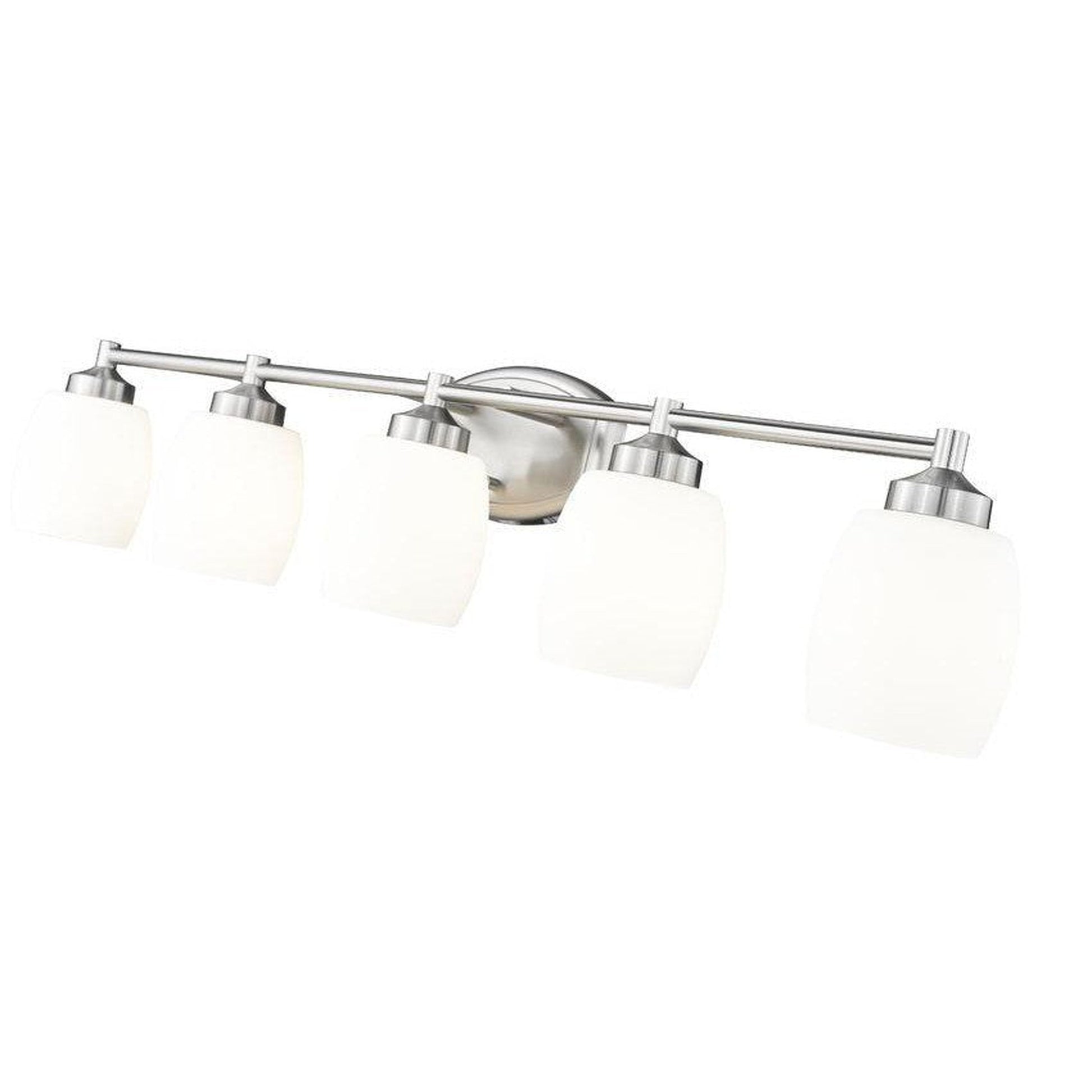 Z-Lite Kendrick 39" 5-Light Brushed Nickel Steel Vanity Light With Matte Opal Glass Shade