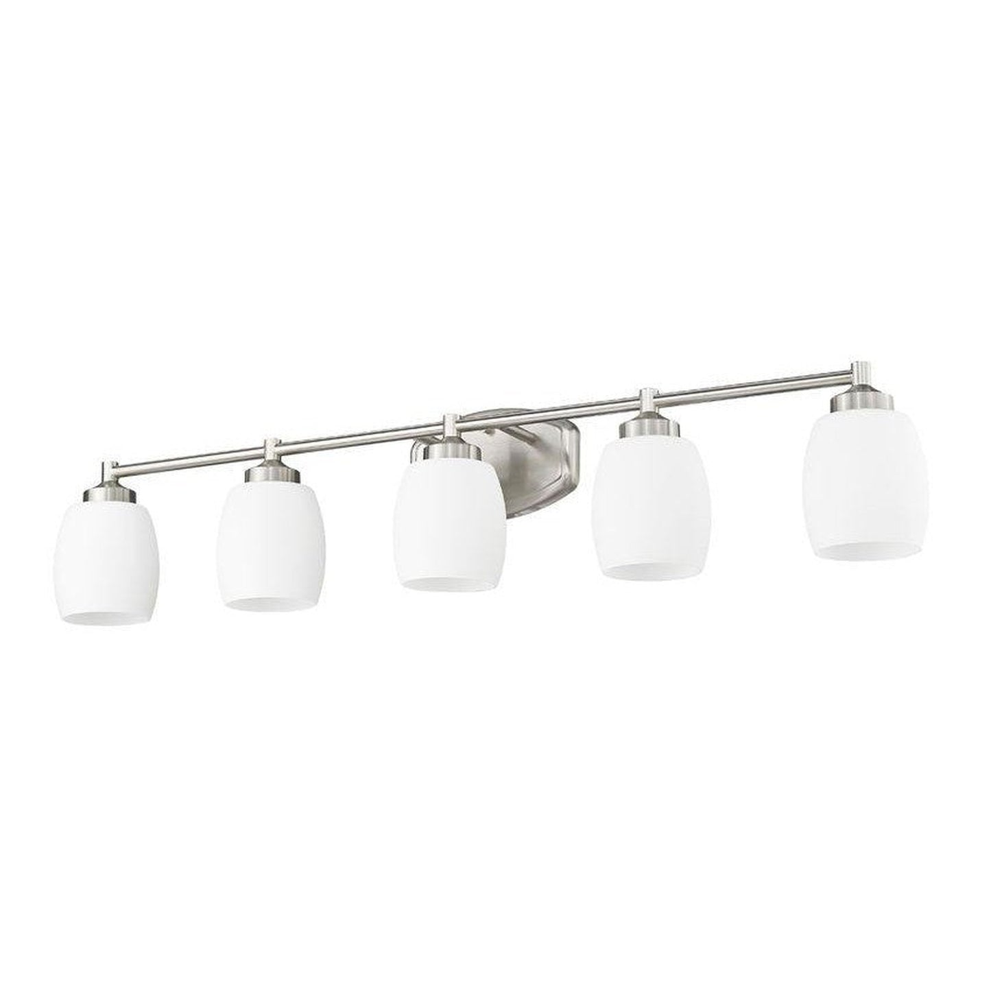 Z-Lite Kendrick 39" 5-Light Brushed Nickel Steel Vanity Light With Matte Opal Glass Shade