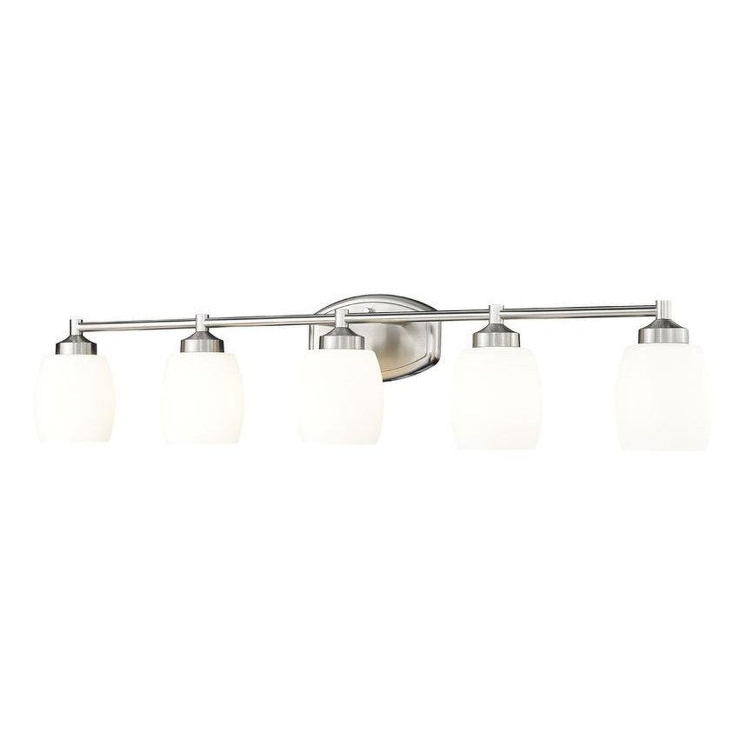 Z-Lite Kendrick 39" 5-Light Brushed Nickel Steel Vanity Light With Matte Opal Glass Shade