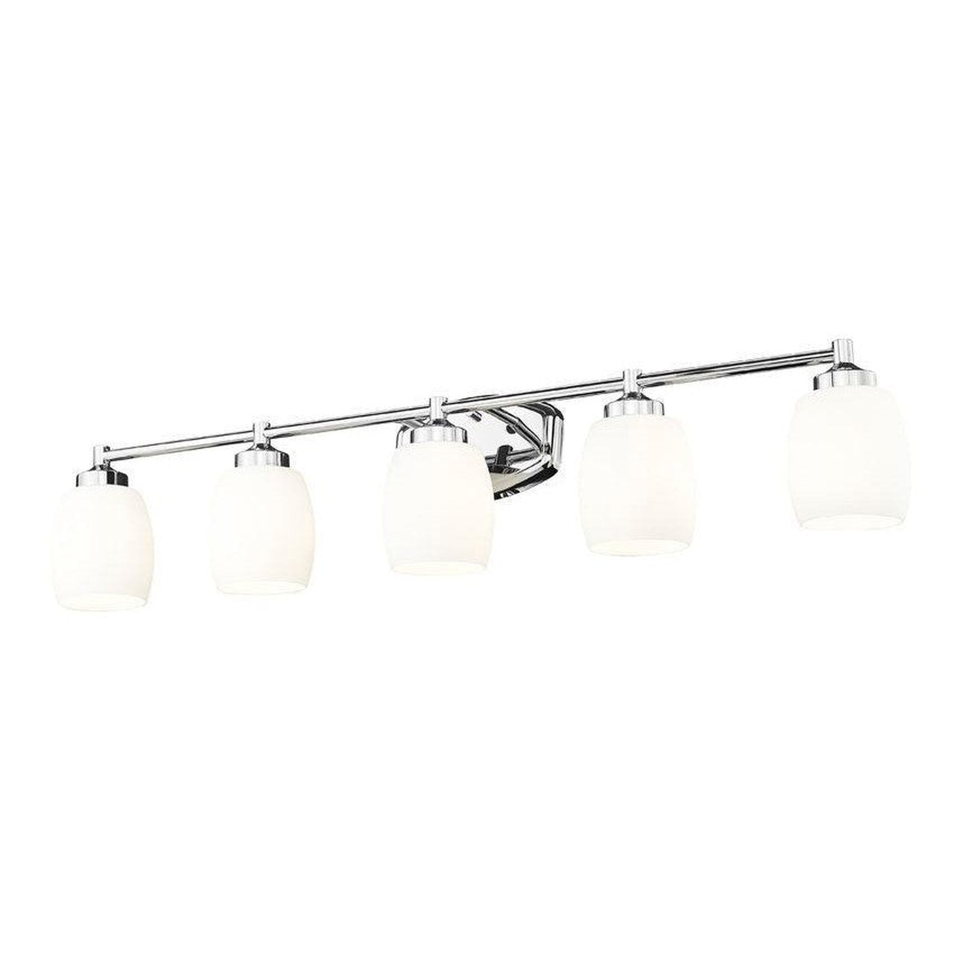 Z-Lite Kendrick 39" 5-Light Chrome Steel Vanity Light With Matte Opal Glass Shade