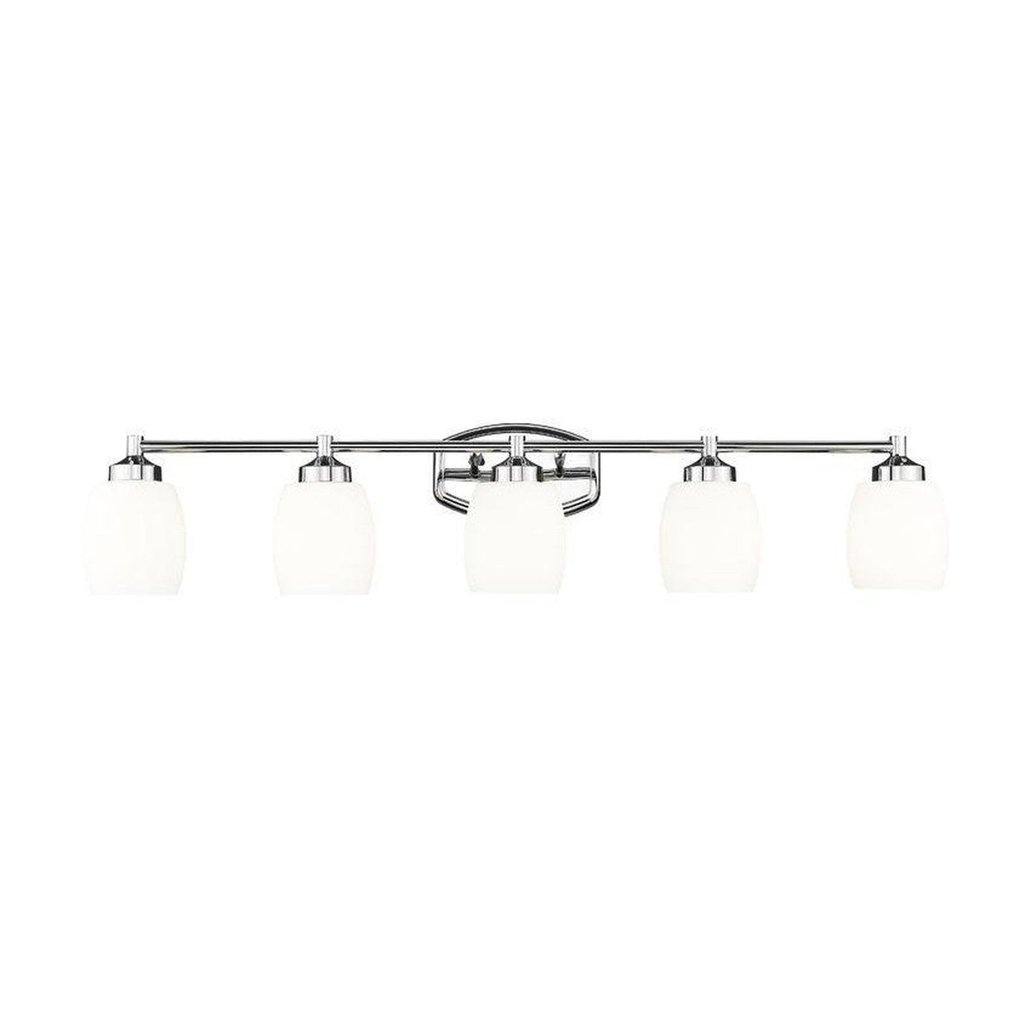 Z-Lite Kendrick 39" 5-Light Chrome Steel Vanity Light With Matte Opal Glass Shade