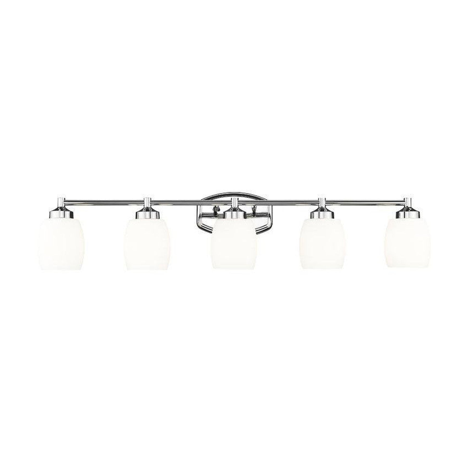 Z-Lite Kendrick 39" 5-Light Chrome Steel Vanity Light With Matte Opal Glass Shade