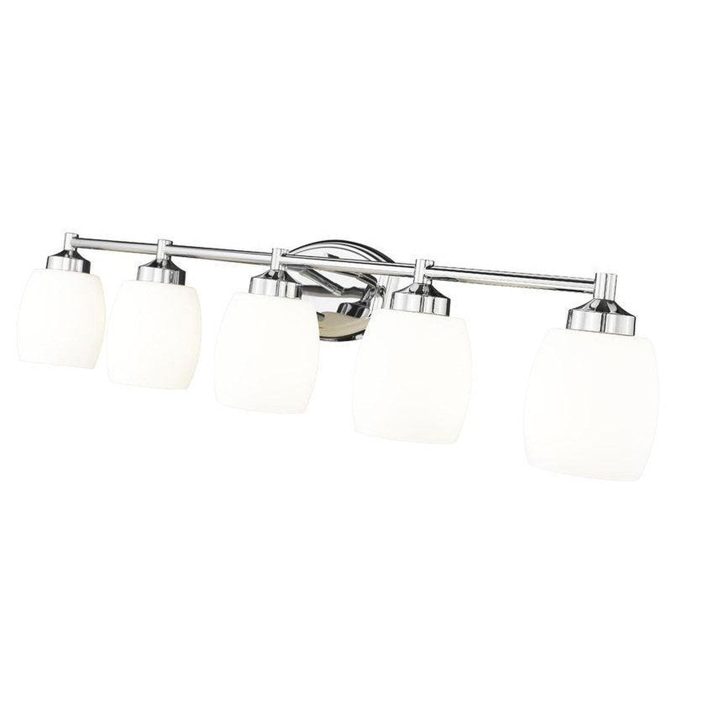 Z-Lite Kendrick 39" 5-Light Chrome Steel Vanity Light With Matte Opal Glass Shade