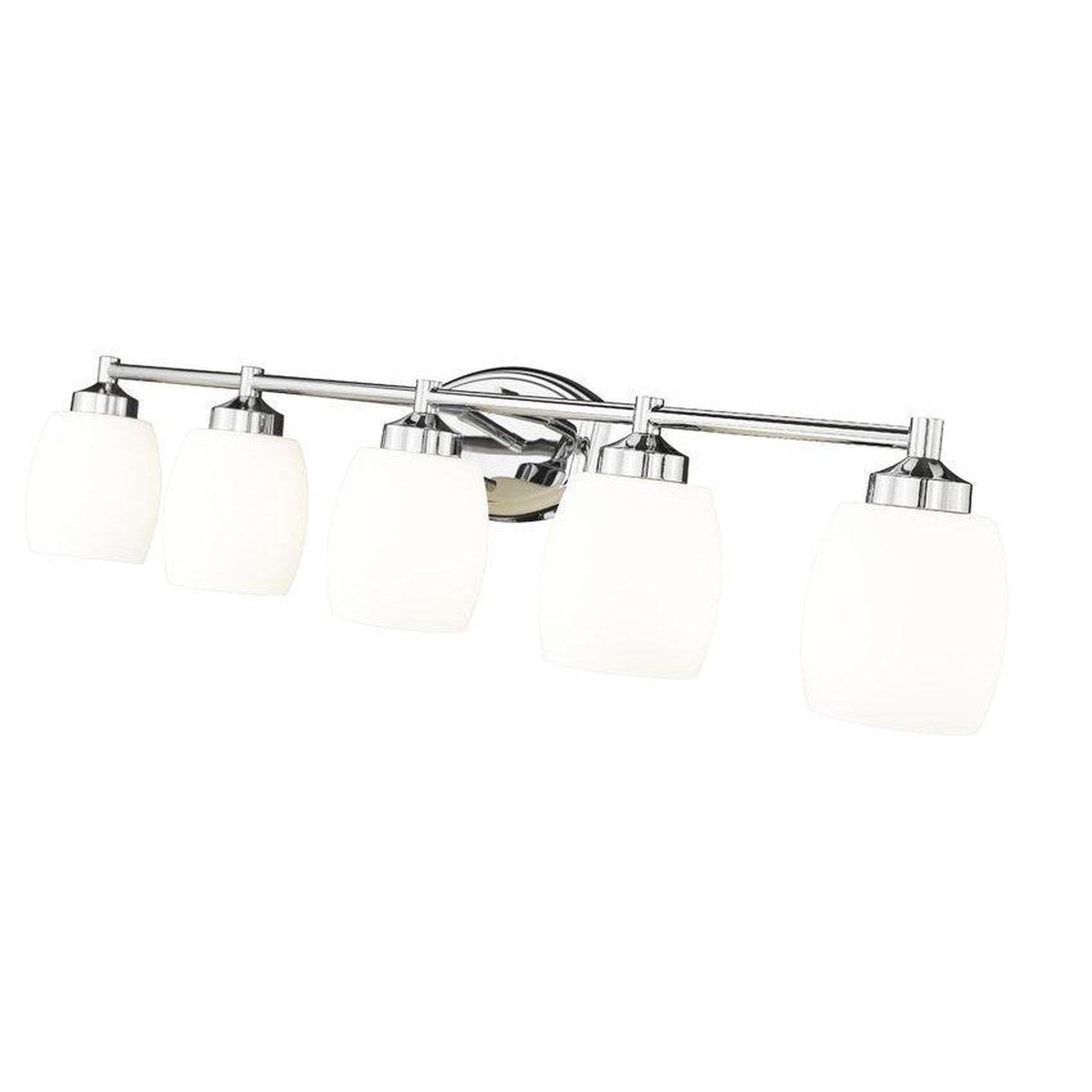 Z-Lite Kendrick 39" 5-Light Chrome Steel Vanity Light With Matte Opal Glass Shade