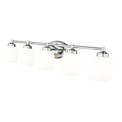 Z-Lite Kendrick 39" 5-Light Chrome Steel Vanity Light With Matte Opal Glass Shade