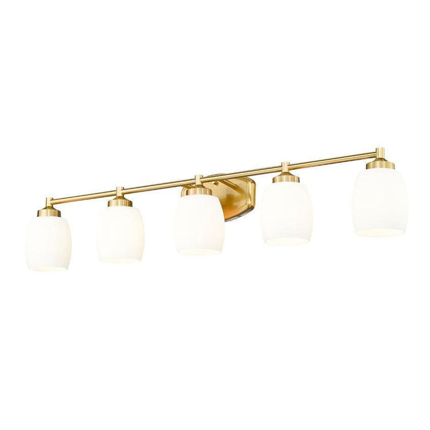 Z-Lite Kendrick 39" 5-Light Luxe Gold Steel Vanity Light With Matte Opal Glass Shade