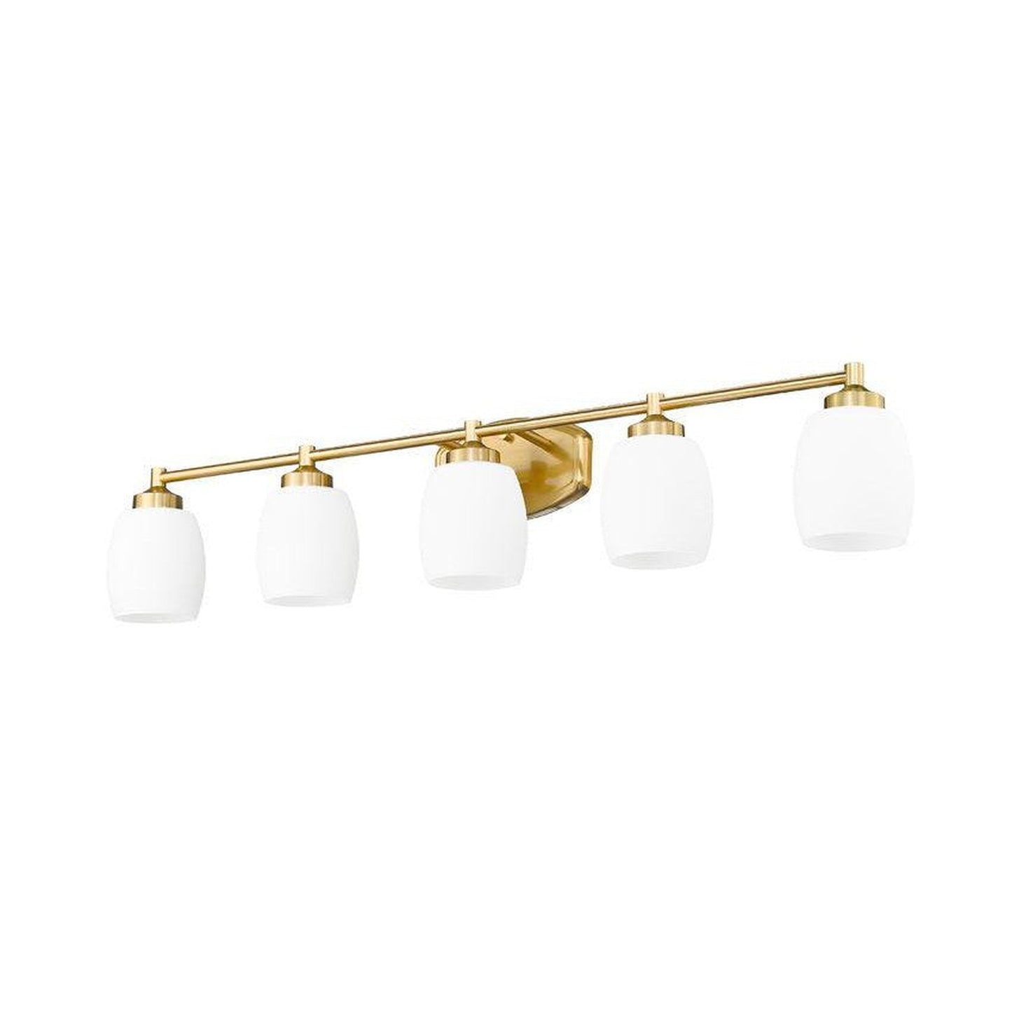 Z-Lite Kendrick 39" 5-Light Luxe Gold Steel Vanity Light With Matte Opal Glass Shade