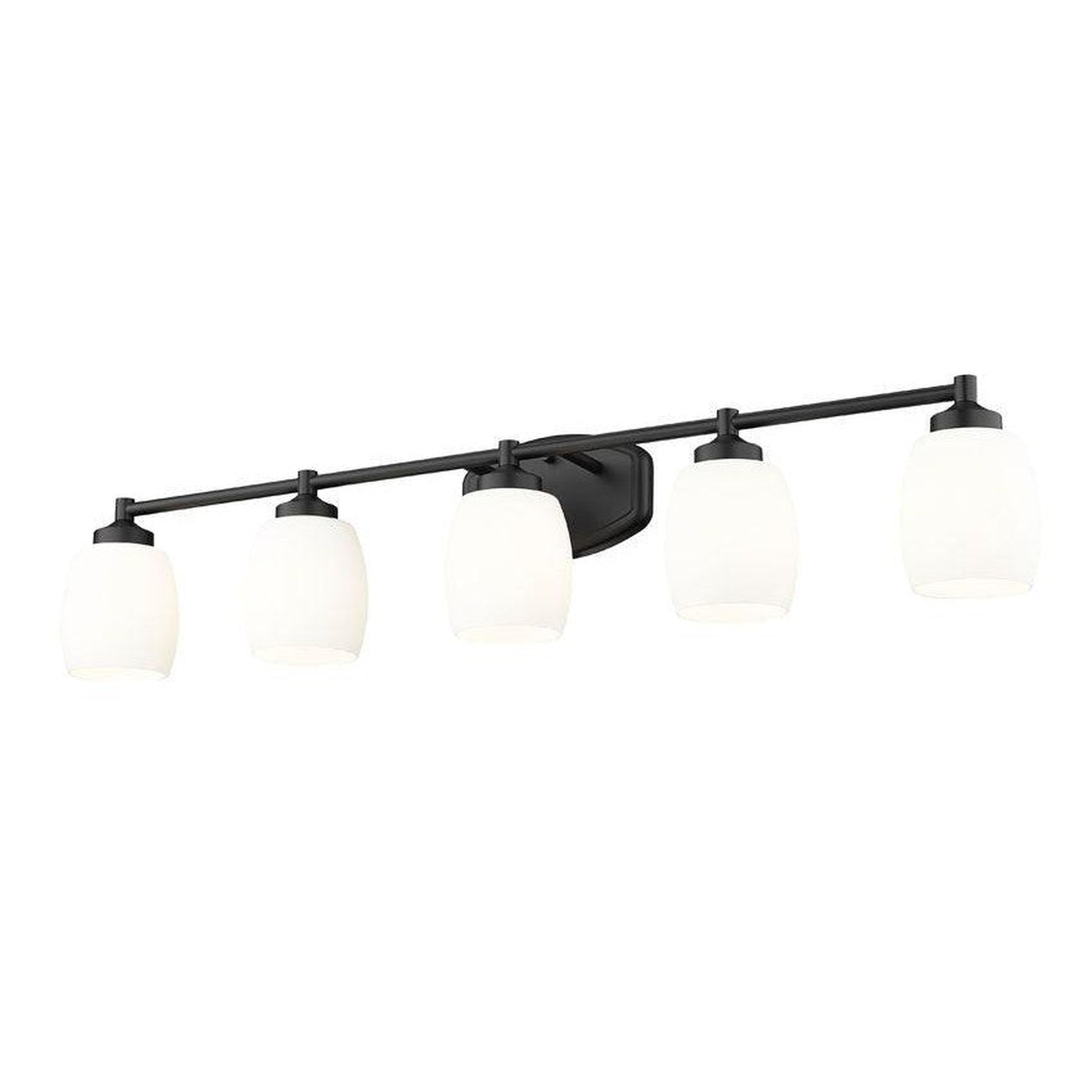 Z-Lite Kendrick 39" 5-Light Matte Black Steel Vanity Light With Matte Opal Glass Shade