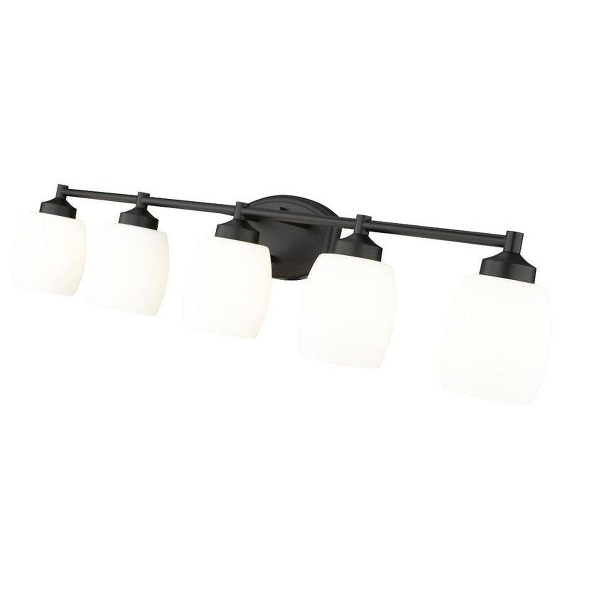 Z-Lite Kendrick 39" 5-Light Matte Black Steel Vanity Light With Matte Opal Glass Shade