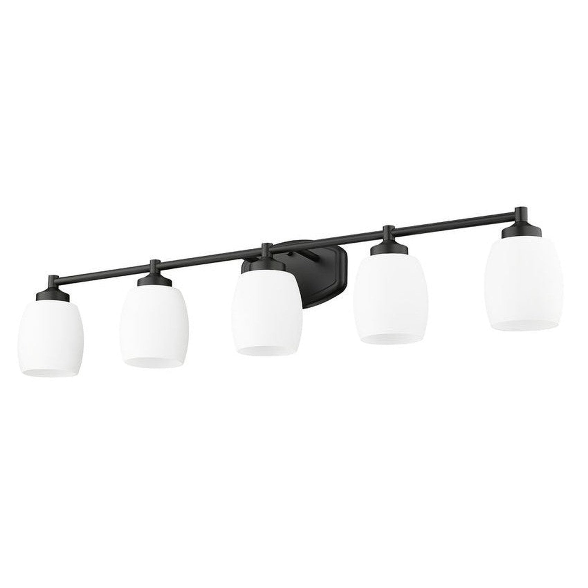 Z-Lite Kendrick 39" 5-Light Matte Black Steel Vanity Light With Matte Opal Glass Shade