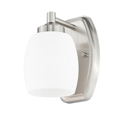 Z-Lite Kendrick 5" 1-Light Brushed Nickel Steel Wall Sconce With Matte Opal Glass Shade