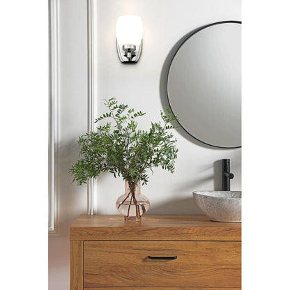 Z-Lite Kendrick 5" 1-Light Chrome Steel Wall Sconce With Matte Opal Glass Shade