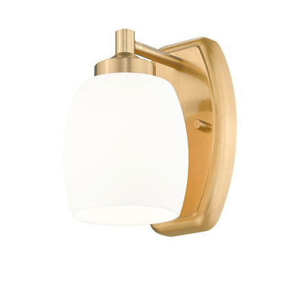 Z-Lite Kendrick 5" 1-Light Luxe Gold Steel Wall Sconce With Matte Opal Glass Shade