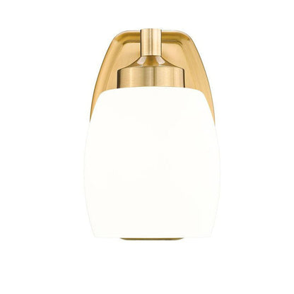 Z-Lite Kendrick 5" 1-Light Luxe Gold Steel Wall Sconce With Matte Opal Glass Shade