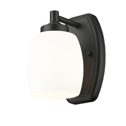 Z-Lite Kendrick 5" 1-Light Matte Black Steel Wall Sconce With Matte Opal Glass Shade