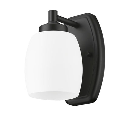 Z-Lite Kendrick 5" 1-Light Matte Black Steel Wall Sconce With Matte Opal Glass Shade