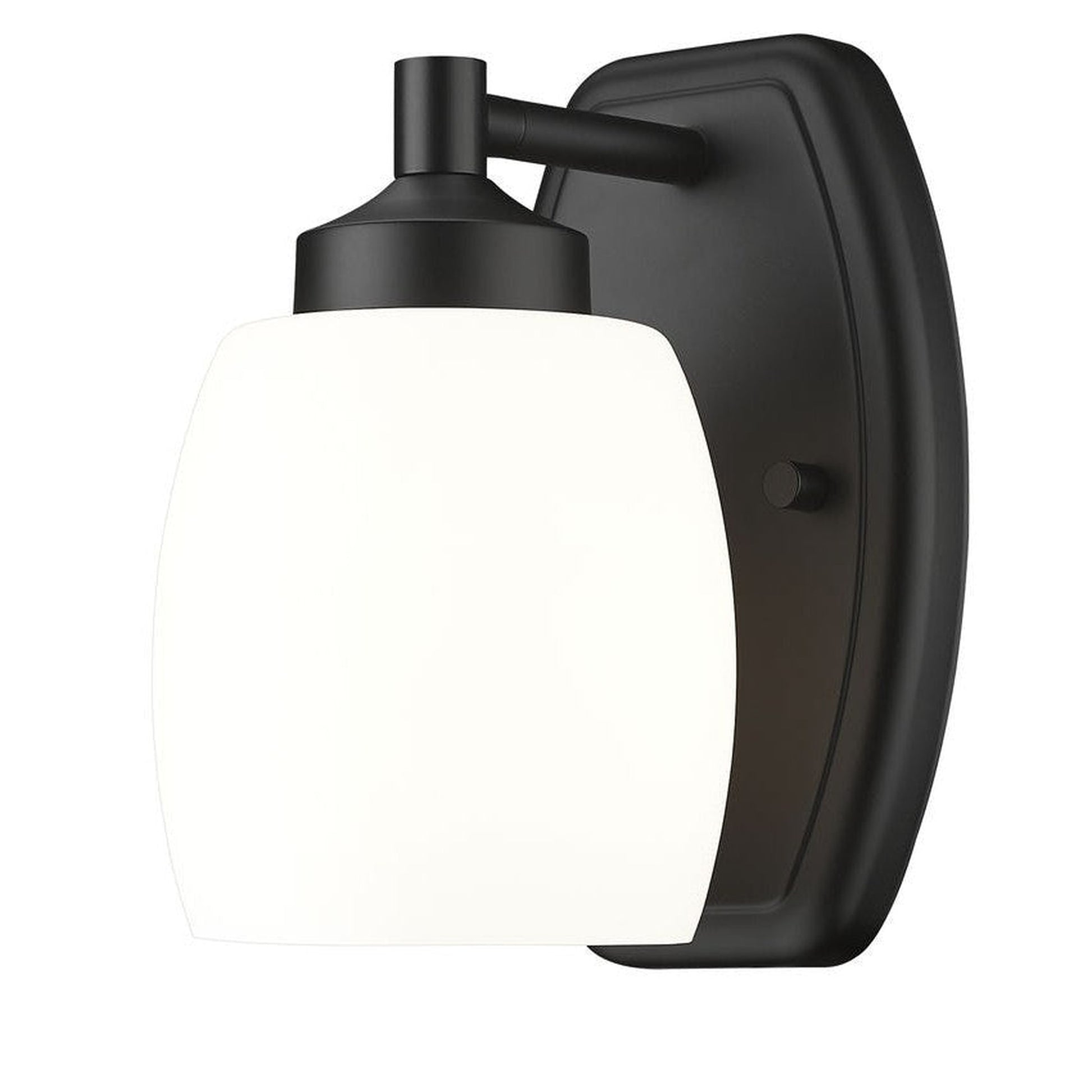 Z-Lite Kendrick 5" 1-Light Matte Black Steel Wall Sconce With Matte Opal Glass Shade