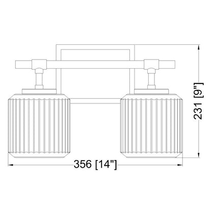 Z-Lite Landon 14" 2-Light Brushed Nickel Clear Ribbed Glass Shade Vanity Light
