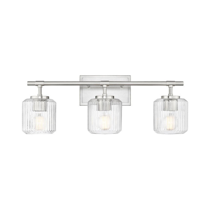 Z-Lite Landon 24" 3-Light Brushed Nickel Clear Ribbed Glass Shade Vanity Light