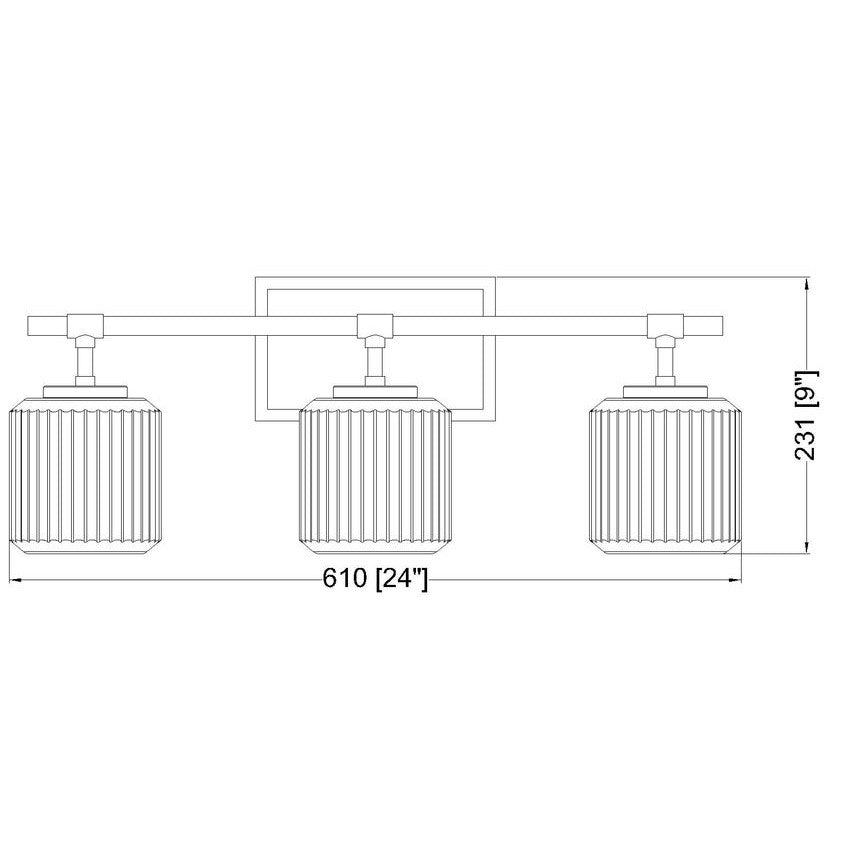 Z-Lite Landon 24" 3-Light Brushed Nickel Clear Ribbed Glass Shade Vanity Light