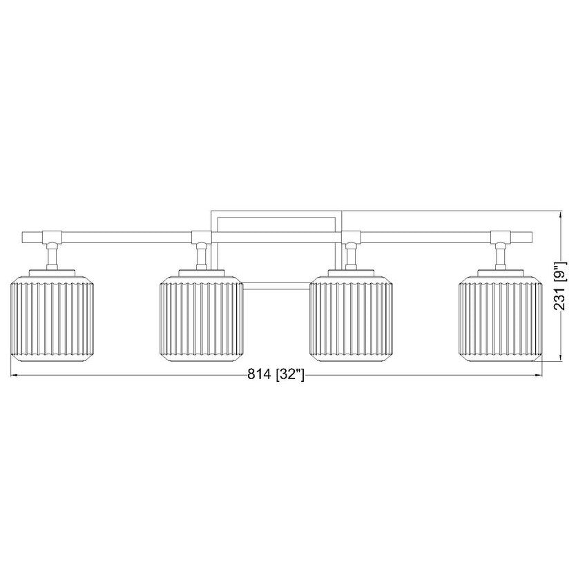 Z-Lite Landon 32" 4-Light Modern Gold Clear Ribbed Glass Shade Vanity Light