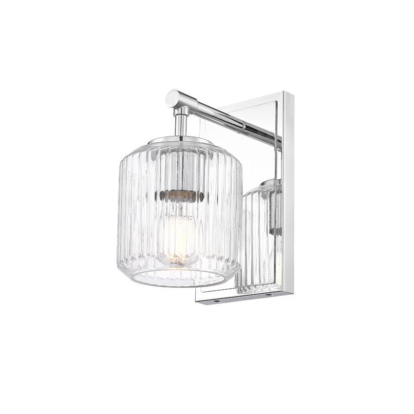 Z-Lite Landon 5" 1-Light Chrome Clear Ribbed Glass Shade Wall Sconce