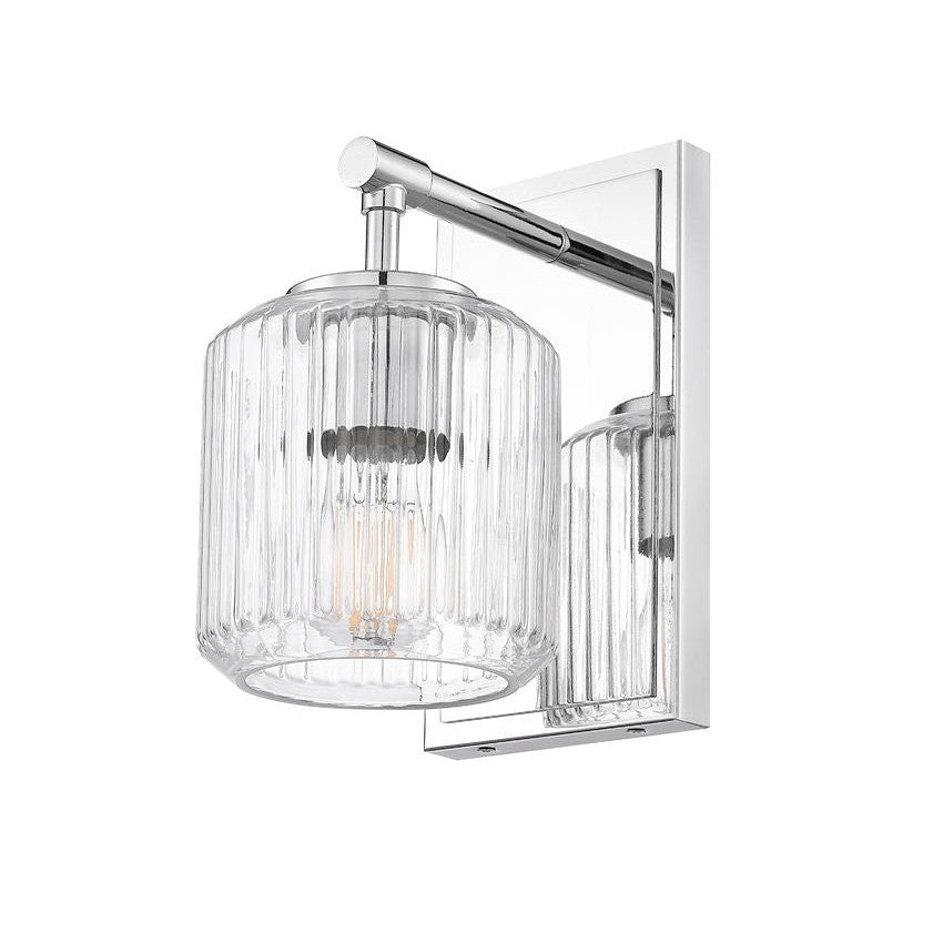 Z-Lite Landon 5" 1-Light Chrome Clear Ribbed Glass Shade Wall Sconce