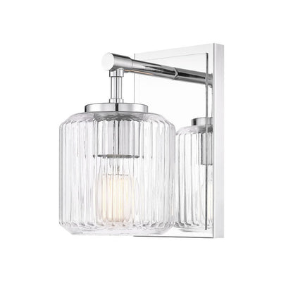 Z-Lite Landon 5" 1-Light Chrome Clear Ribbed Glass Shade Wall Sconce