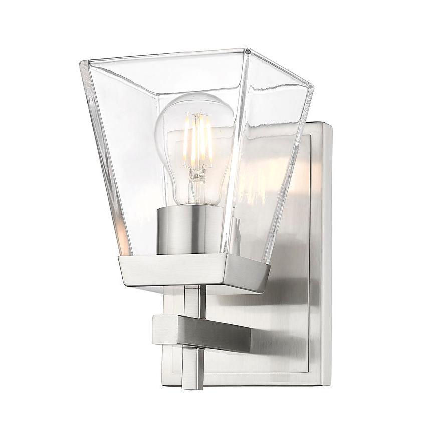 Z-Lite Lauren 1-Light Brushed Nickel Steel Frame Clear Glass Shade Wall Sconce