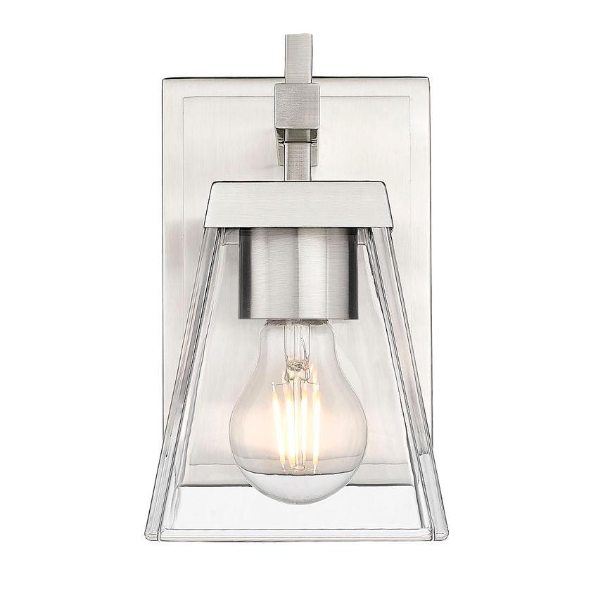 Z-Lite Lauren 1-Light Brushed Nickel Steel Frame Clear Glass Shade Wall Sconce